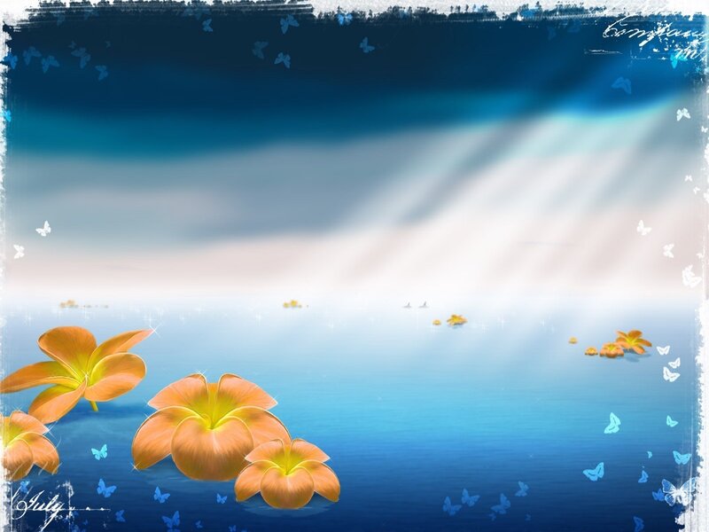 Ocean flowers and butterflies