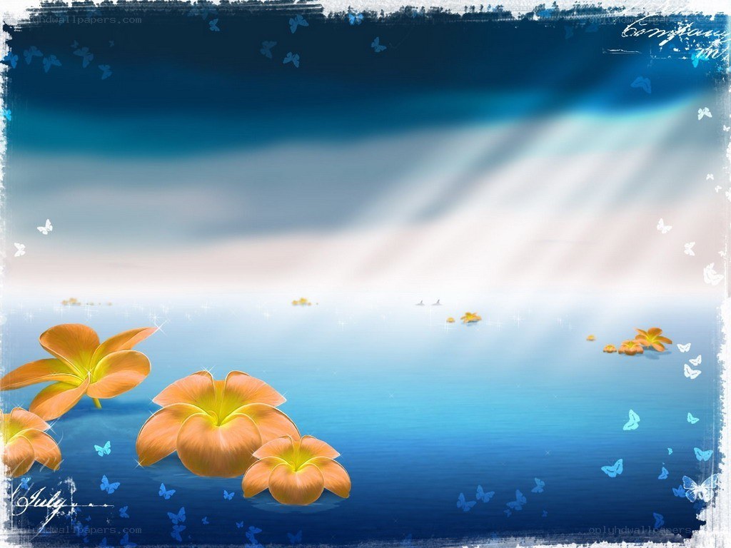 Ocean flowers with butterflies