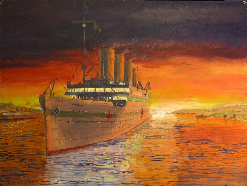 Ocean Liner at Sunset