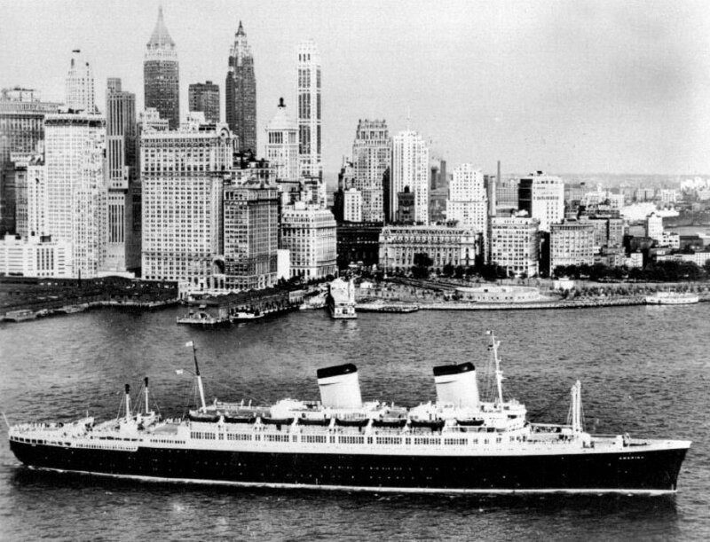 Ocean Liner in Harbor