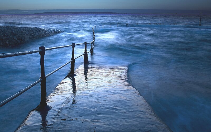 Ocean Pier at Dusk — Blue