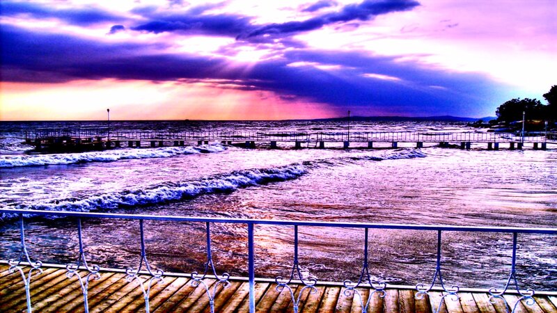 Ocean Pier at Sunset — Purple