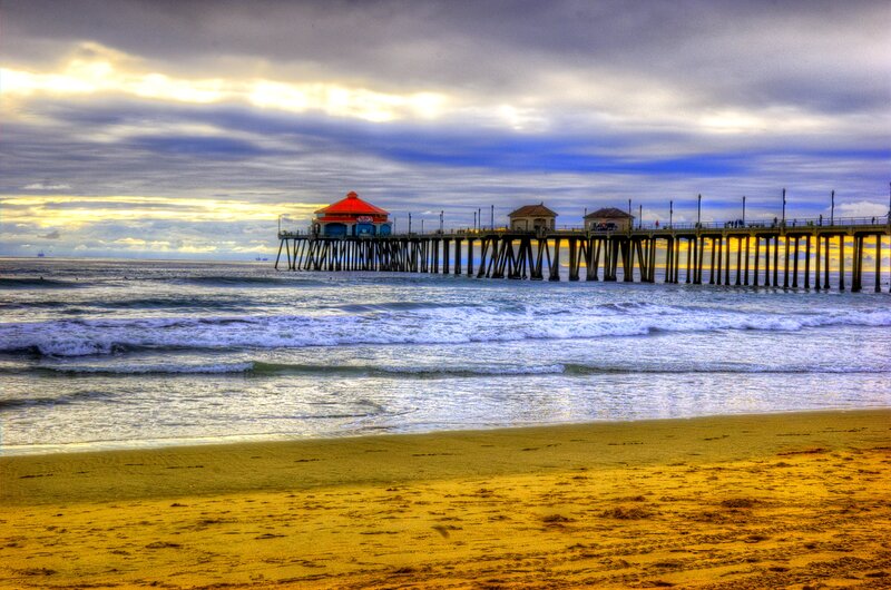 Ocean Pier at Sunset — Yellow