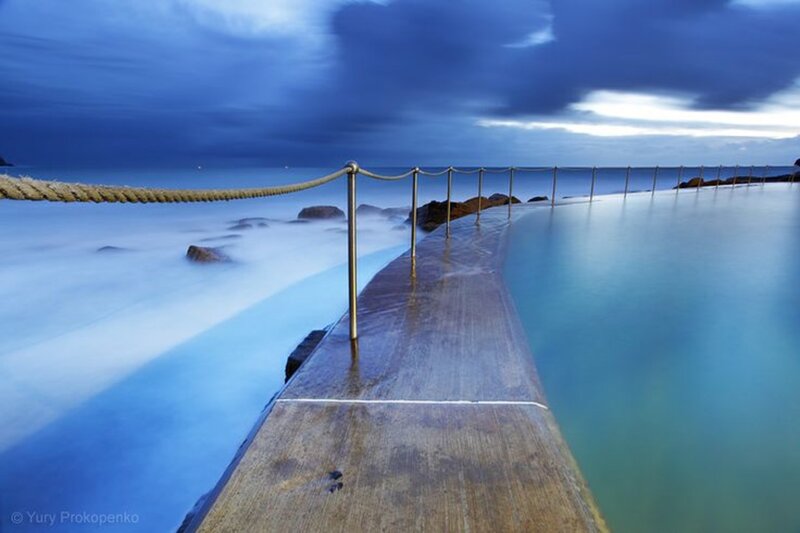 Ocean Pool at Dusk — Blue