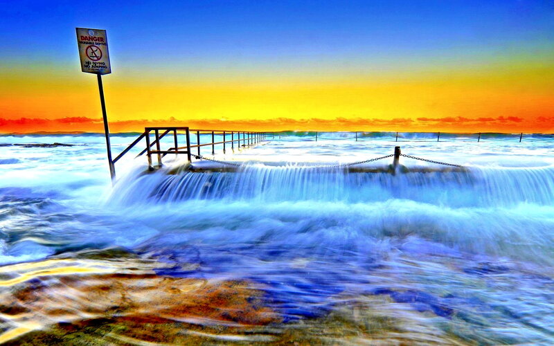 Ocean Pool at Sunset — Blue, Dramatic