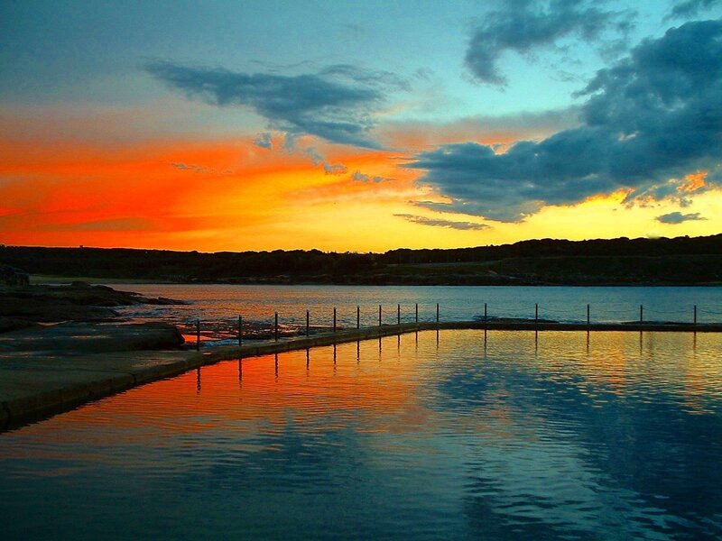 Ocean Pool at Sunset — Orange, Serene
