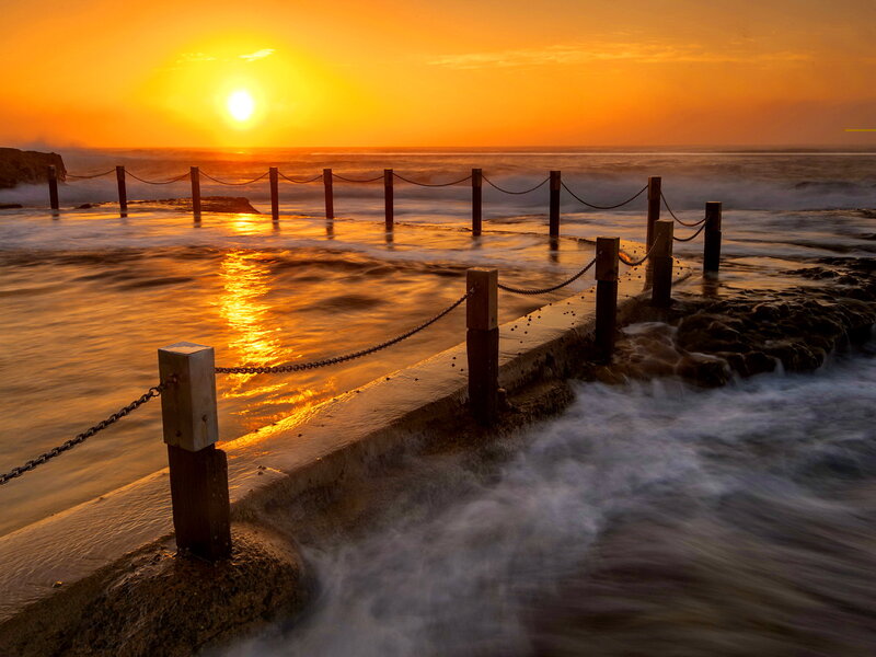 Ocean Pool at Sunset — Orange