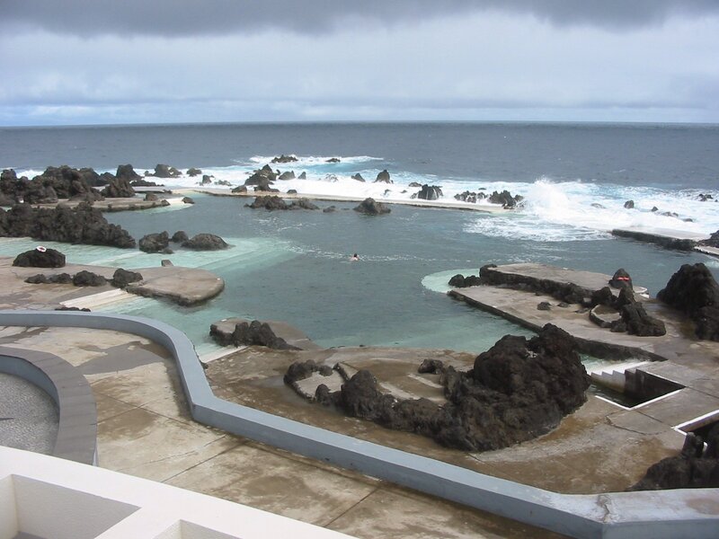 ocean pool with volcanic rocks