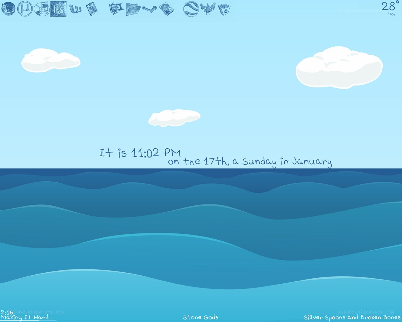 Ocean scene with date and time