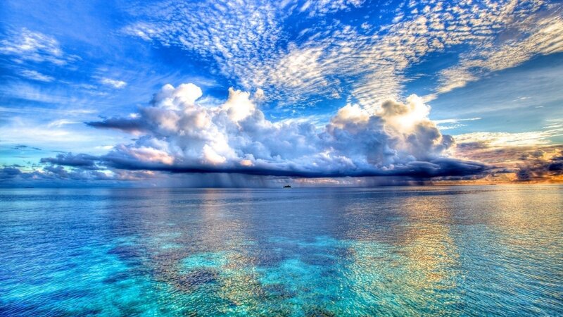 Ocean storm at sunset