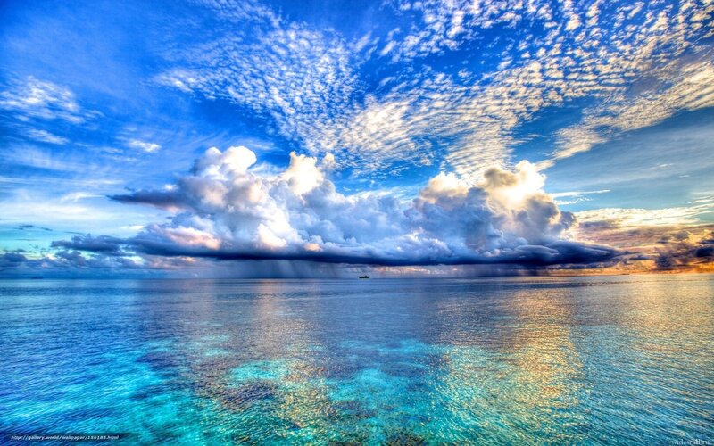 Ocean storm at sunset