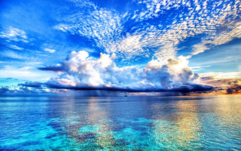 Ocean storm with dramatic clouds