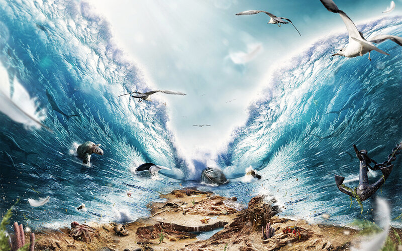 Ocean storm with shipwreck