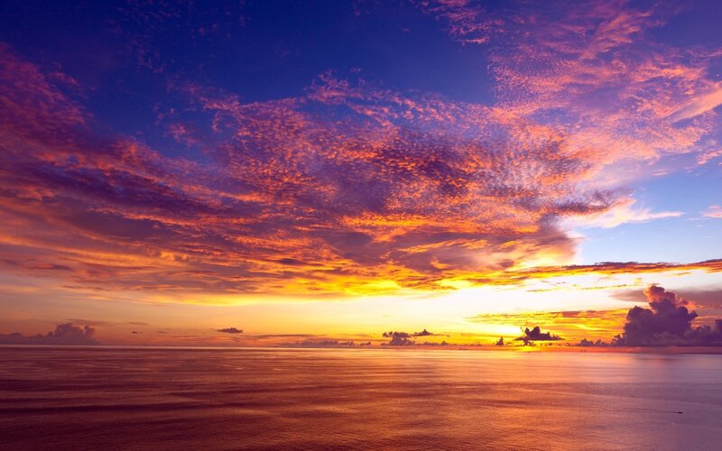 Ocean Sunset — Orange, Dramatic, Photograph, Sky, Clouds