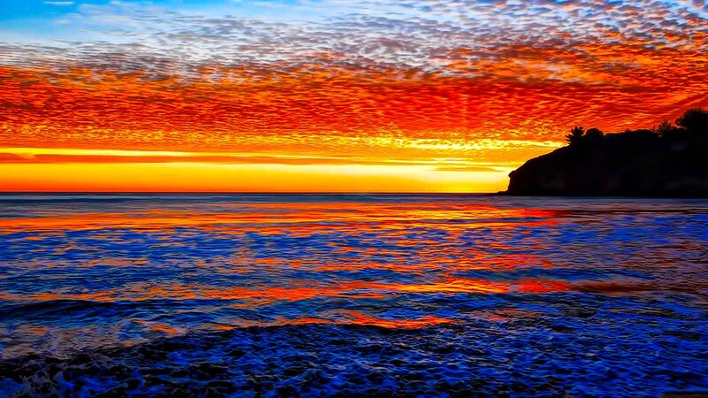 Ocean Sunset — Orange, Dramatic, Photograph, Sky
