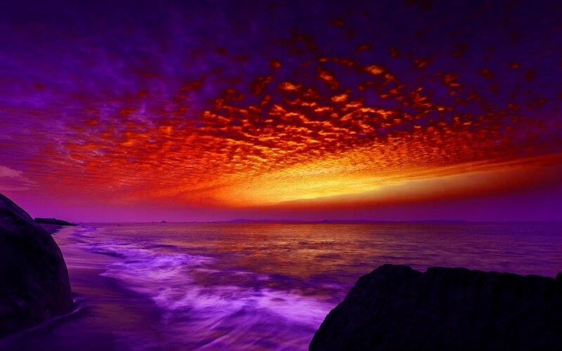 Ocean Sunset — Purple, Dramatic, Photograph