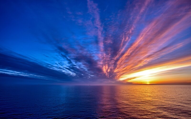 Ocean Sunset Sky — Blue, Dramatic