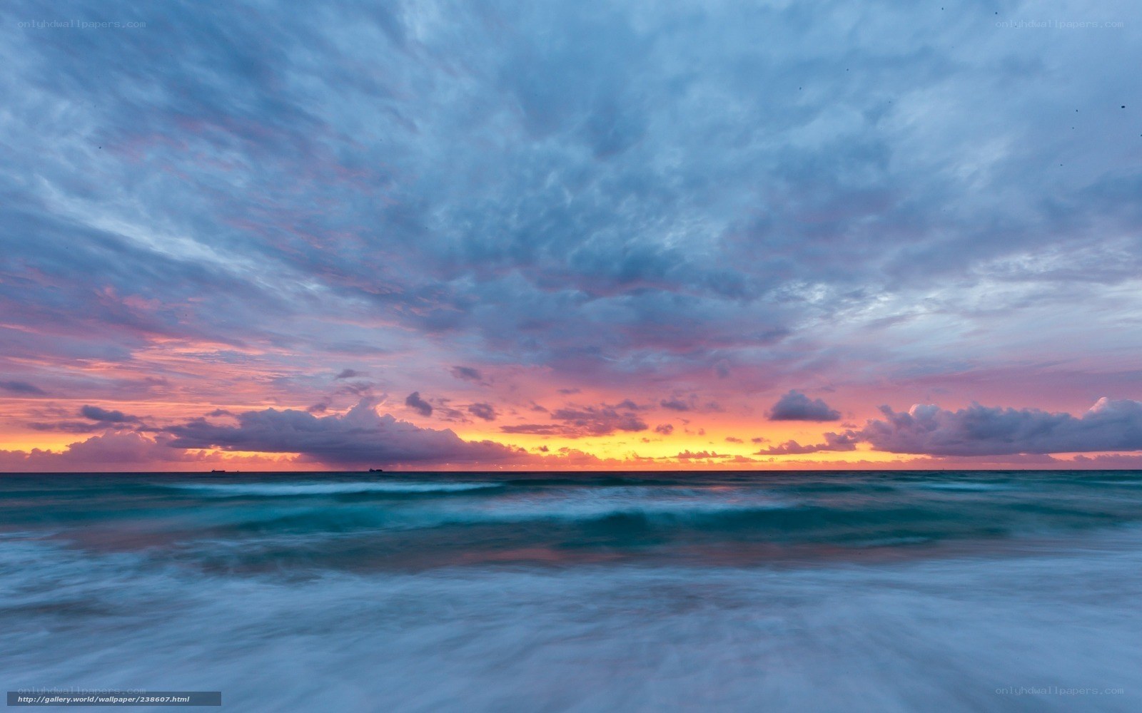 Ocean sunset with colorful sky