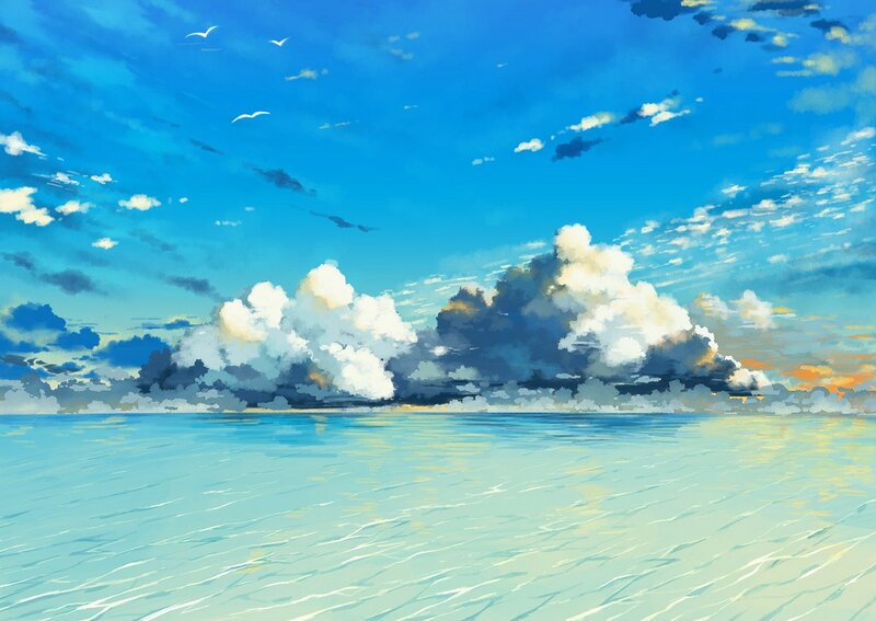 Ocean under a cloudy sky