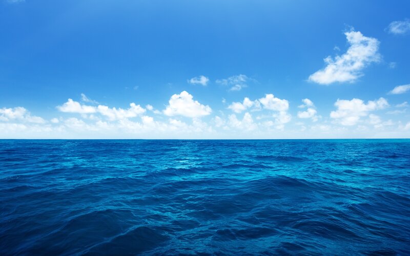 Ocean under Blue Sky — Serene, Afternoon, Photograph, Clouds