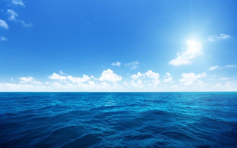 Ocean under Blue Sky — Serene, Afternoon, Photograph, Sun