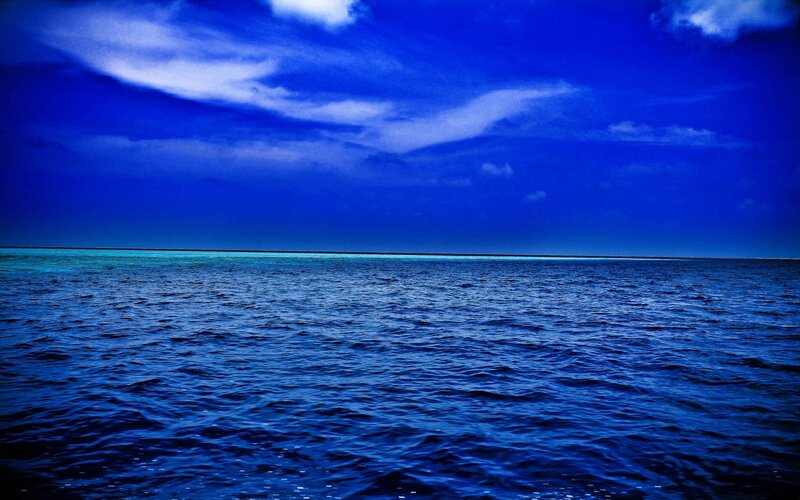 Ocean under Cloudy Sky — Blue, Dramatic, Photograph, Clouds, Horizon, White