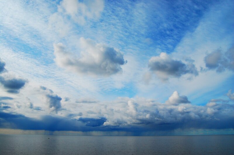 Ocean under Cloudy Sky — Blue, Dramatic, Photograph