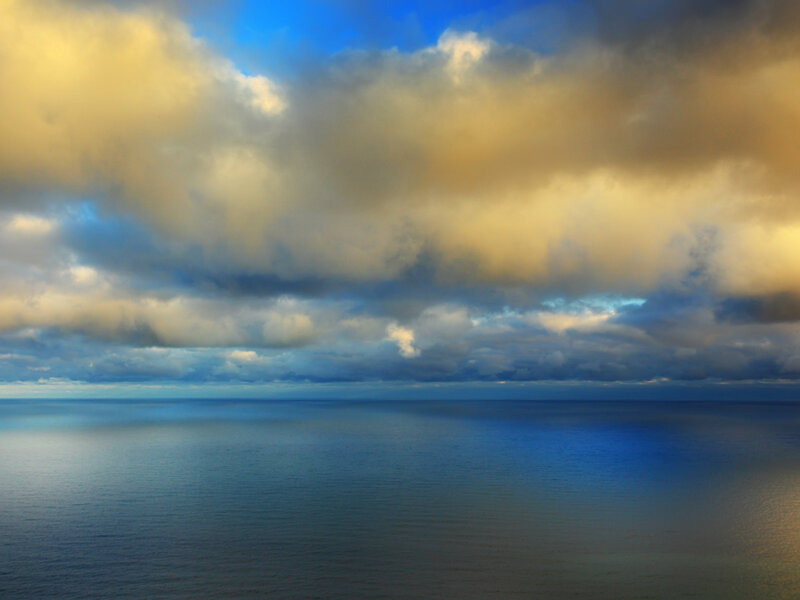 Ocean under Cloudy Sky — Blue, Dramatic, Sunset, Photograph