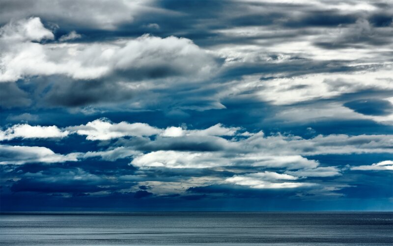 Ocean under Cloudy Sky — Blue, Dramatic