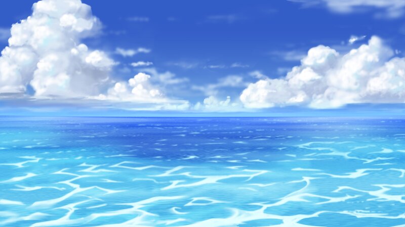 Ocean under Cloudy Sky — Blue, Serene, Afternoon, Digital Art