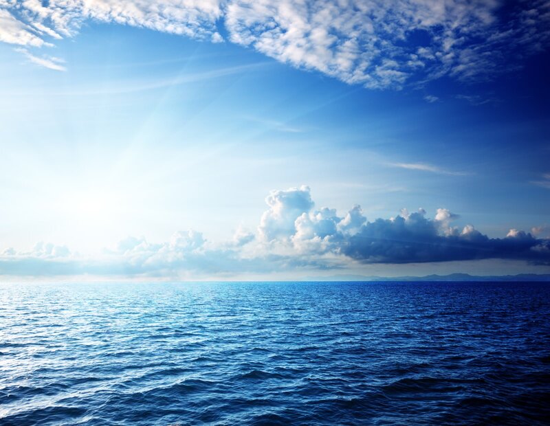 Ocean under Cloudy Sky — Blue, Serene, Afternoon, Photograph, Clouds