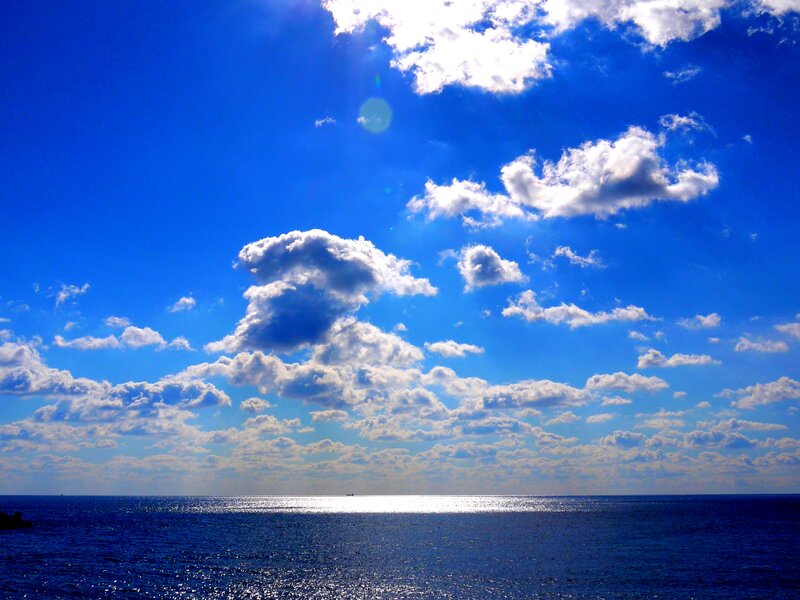 Ocean under Cloudy Sky — Blue, Serene, Afternoon, Photograph