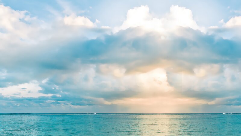 Ocean under Cloudy Sky — Blue, Serene, Sunrise