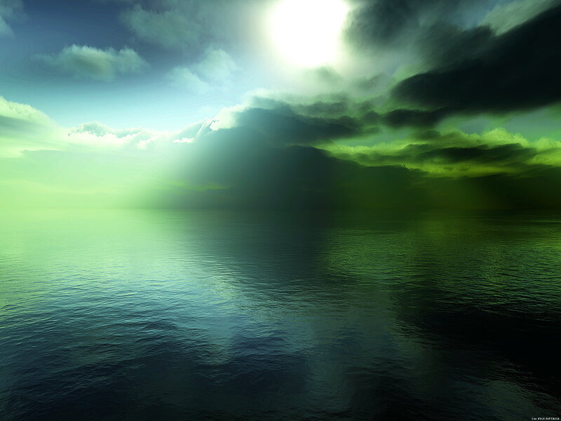 Ocean under Green Sky