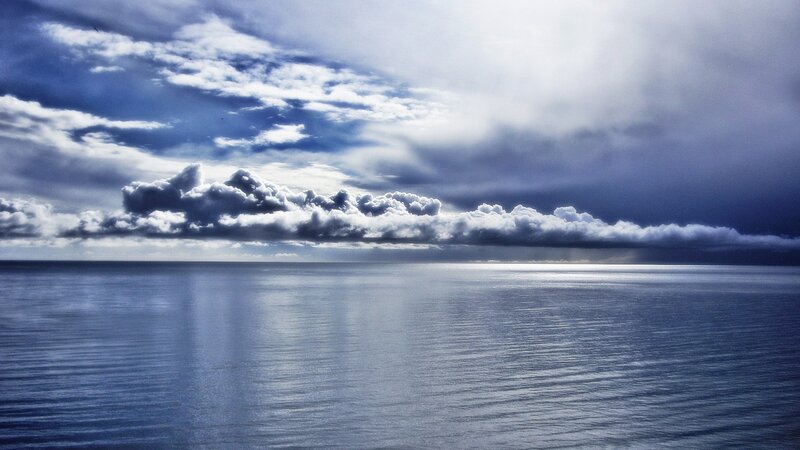 Ocean under Storm Clouds — Blue, Dramatic, Photograph, Sea