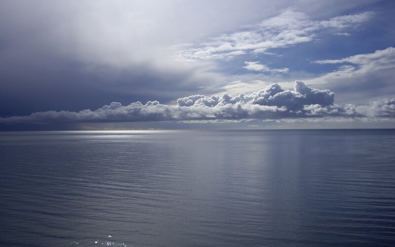 Ocean under Storm Clouds — Blue, Dramatic, Photograph, Sky