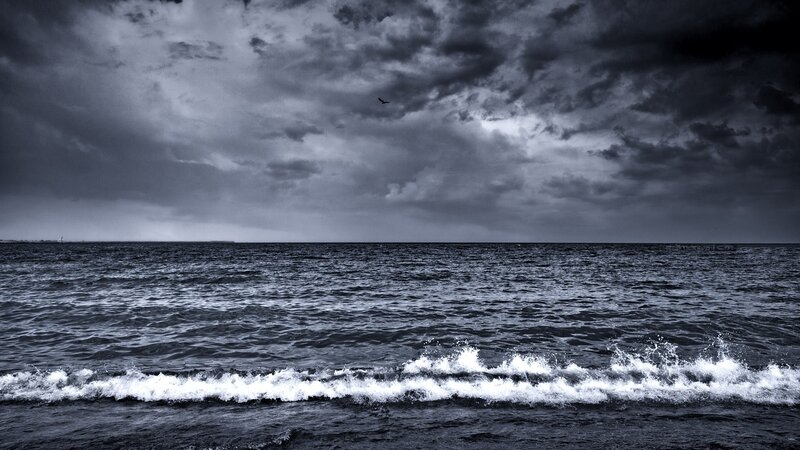 Ocean under Stormy Sky — Black
