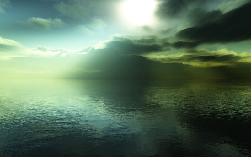 Ocean under Stormy Sky — Green, Dramatic