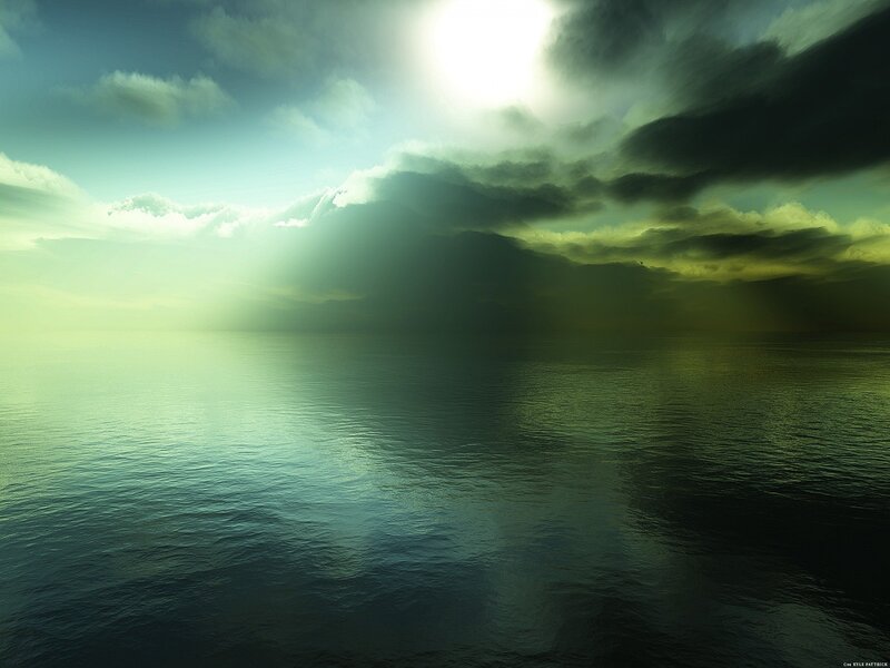 Ocean under Stormy Sky — Green