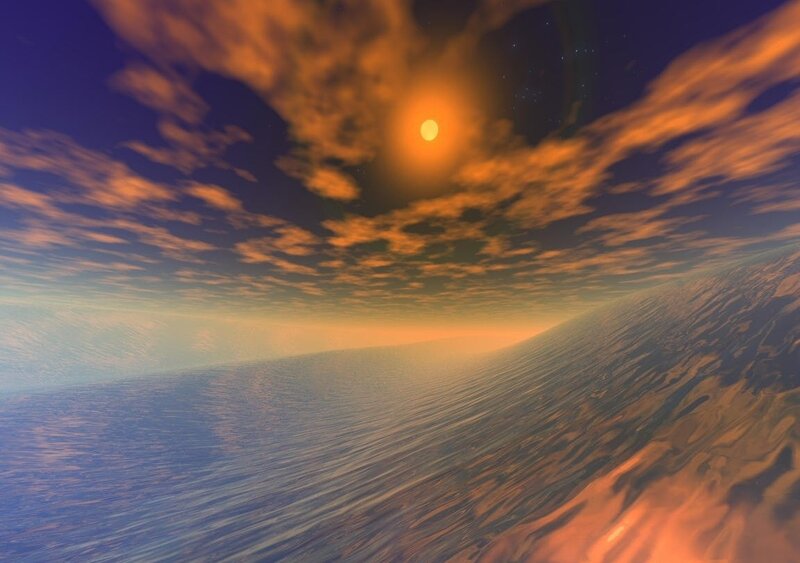 Ocean under Sunset Sky