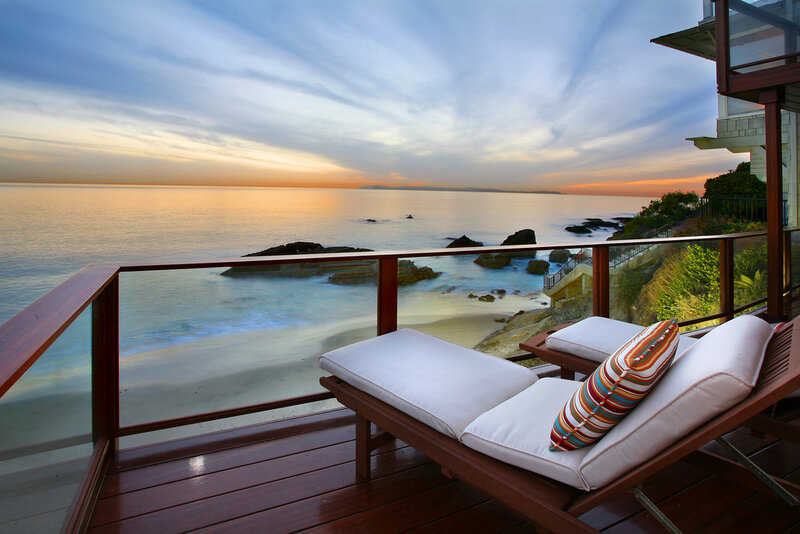 Ocean view balcony at sunset