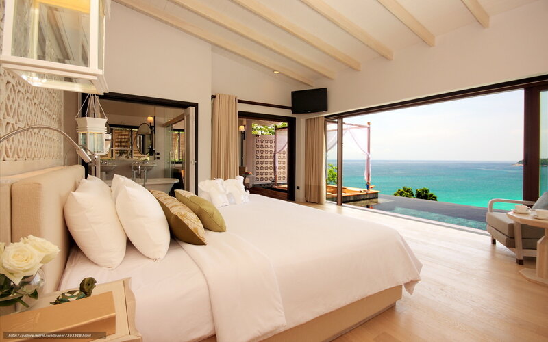 Ocean-view bedroom with infinity pool