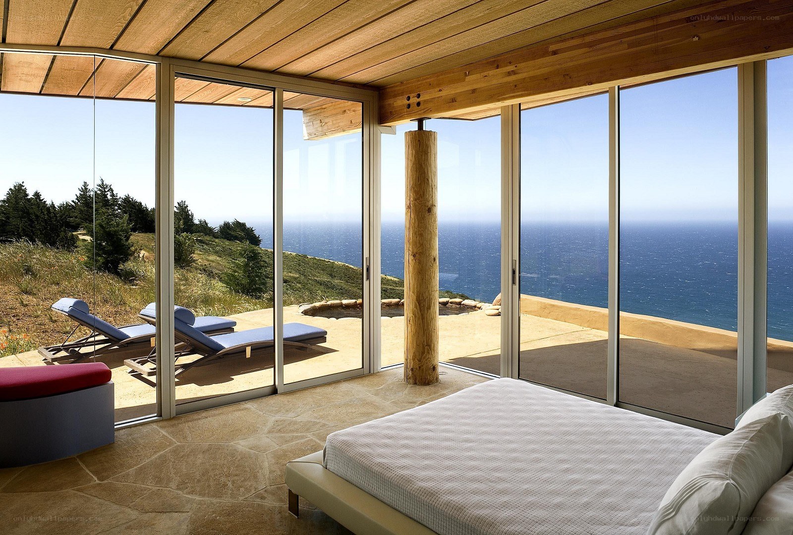 Ocean-view bedroom with patio