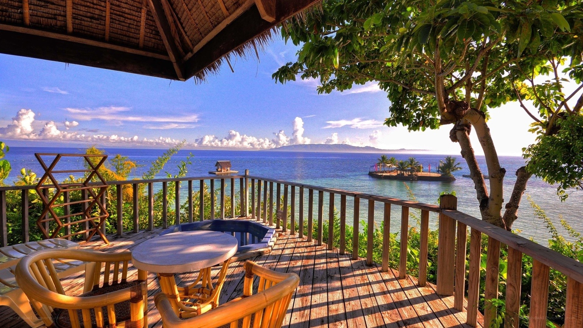 Ocean view deck with hot tub