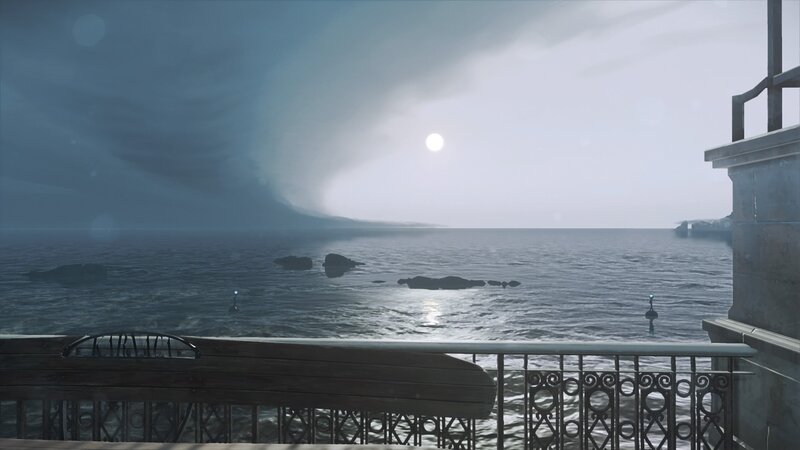 Ocean View from Balcony — Blue, Calm