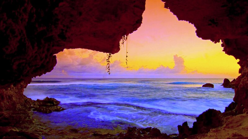 Ocean View from Cave — Blue, Dramatic, Sunset