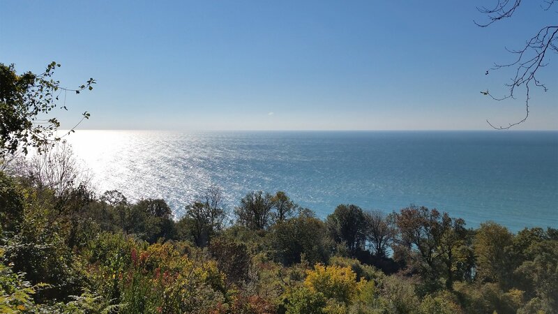 Ocean View from Hillside — Blue