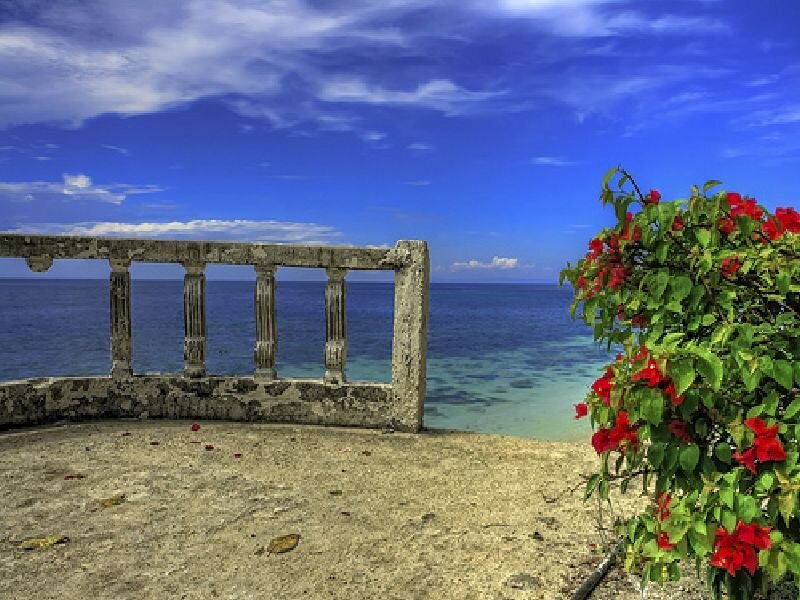 Ocean view from stone balcony