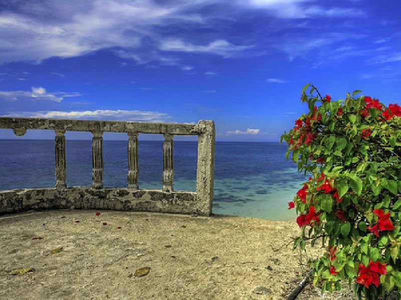 Ocean view from stone balcony