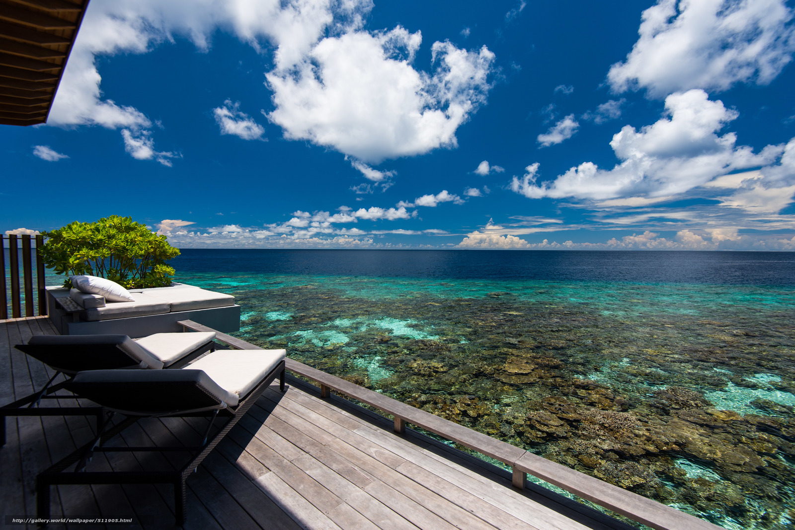 Ocean view from wooden deck